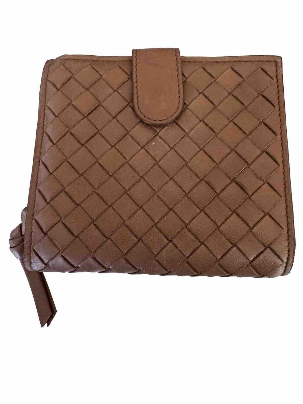 BOTTEGA VENETA Intrecciato Brown Bifold Wallet Leather Made in ITALY